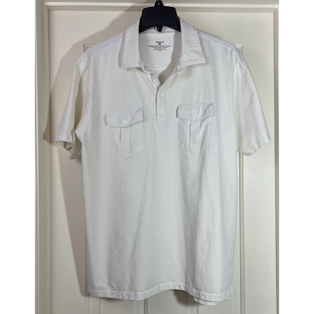 Patagonia Polo Shirt Mens L Large Organic Cotton Blend Short Sleeve Golf Safari